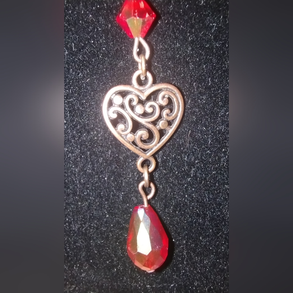 Ruby Red And Copper Heart Necklace - image 7